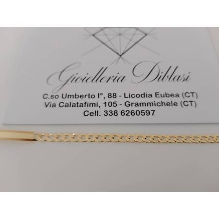 BRACCIALE Uomo Donna ORO GIALLO 18 Karati 750% Grumetta Con Targhetta Piastrina