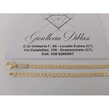BRACCIALE Uomo Donna ORO GIALLO 18 Karati 750% Grumetta Con Targhetta Piastrina