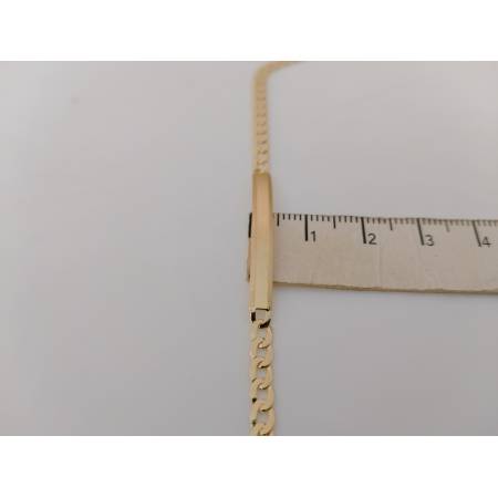 BRACCIALE Uomo Donna ORO GIALLO 18 Karati 750% Grumetta Con Targhetta Piastrina