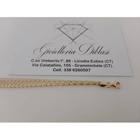 BRACCIALE Donna ORO GIALLO E BIANCO 18 Karati 750%/1000 Maglia ELASTICA Bicolore