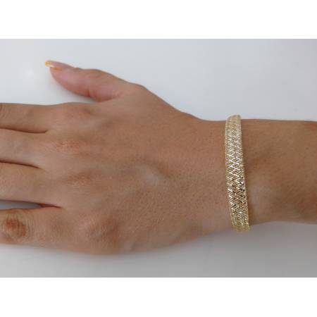BRACCIALE Donna ORO GIALLO E BIANCO 18 Karati 750%/1000 Maglia ELASTICA Bicolore