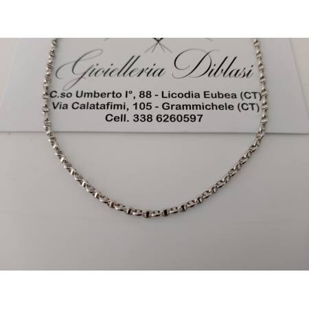 COLLANA In ORO BIANCO Uomo Donna Unisex 18 Karati 750%/1000 Maglia CATENA Italia