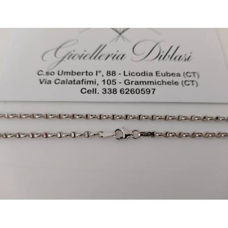 COLLANA In ORO BIANCO Uomo Donna Unisex 18 Karati 750%/1000 Maglia CATENA Italia