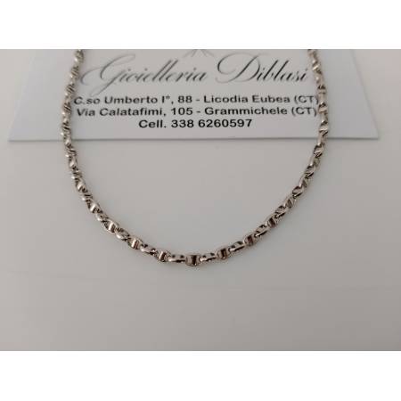 COLLANA In ORO BIANCO Collier Uomo Donna 18 Karati 750% Maglia CATENA Girocollo