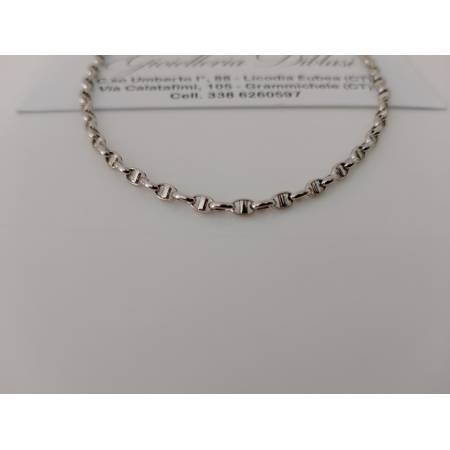 COLLANA In ORO BIANCO Collier Uomo Donna 18 Karati 750% Maglia CATENA Girocollo