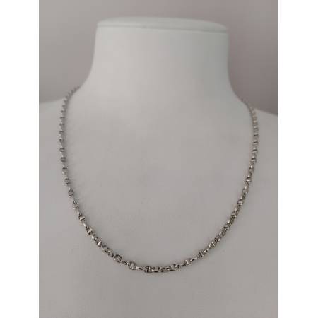 COLLANA In ORO BIANCO Collier Uomo Donna 18 Karati 750% Maglia CATENA Girocollo