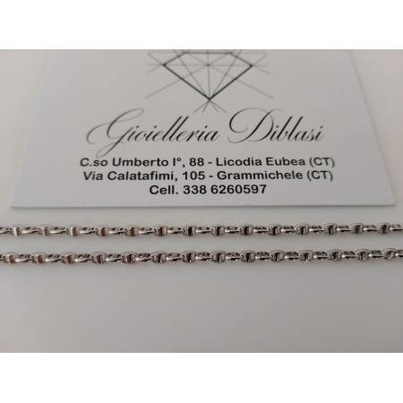 COLLANA In ORO BIANCO Collier Uomo Donna 18 Karati 750% Maglia CATENA Girocollo