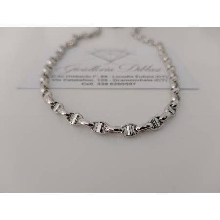 COLLANA In ORO BIANCO Collier Uomo Donna 18 Karati 750% Maglia CATENA Girocollo