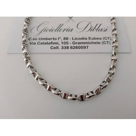COLLANA In ORO BIANCO Collier Uomo Donna 18 Karati 750% Maglia CATENA Girocollo