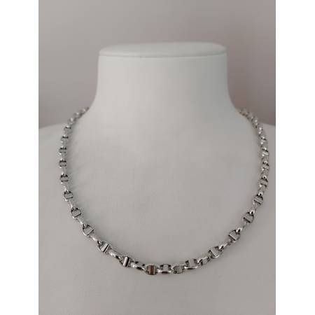 COLLANA In ORO BIANCO Collier Uomo Donna 18 Karati 750% Maglia CATENA Girocollo