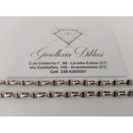 COLLANA In ORO BIANCO Collier Uomo Donna 18 Karati 750% Maglia CATENA Girocollo