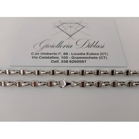 COLLANA In ORO BIANCO Collier Uomo Donna 18 Karati 750% Maglia CATENA Girocollo