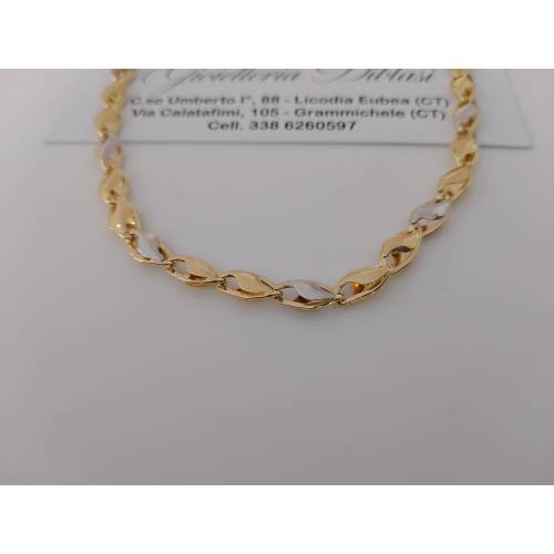 COLLANA ORO Bicolore GIALLO BIANCO 18...