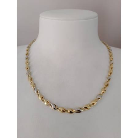 COLLANA ORO Bicolore GIALLO BIANCO 18 Karati 750% Collier Uomo Donna Girocollo