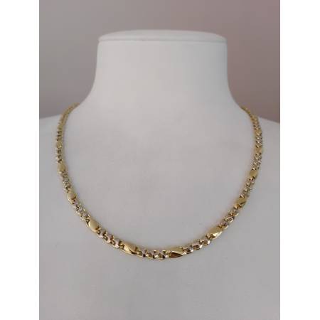 COLLANA Collier CATENA Girocollo ORO 18 KT 750% GIALLO BIANCO Maglia Uomo Donna