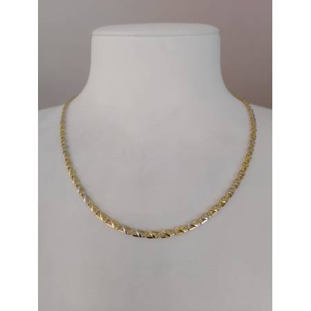COLLANA Collier CATENA Girocollo ORO 18 KT 750% GIALLO BIANCO Maglia Uomo Donna