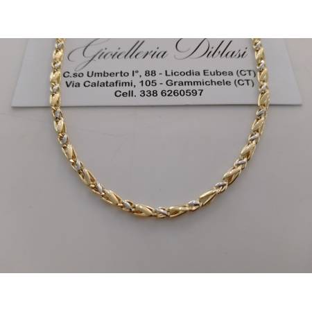 COLLANA ORO 18 KT 750% Bicolore GIALLO E BIANCO Uomo Donna Unisex COLLIER CATENA