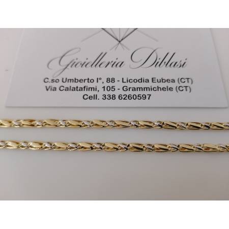 COLLANA ORO 18 KT 750% Bicolore GIALLO E BIANCO Uomo Donna Unisex COLLIER CATENA