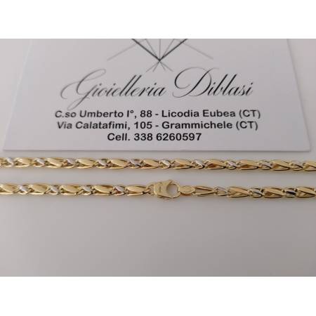 COLLANA ORO 18 KT 750% Bicolore GIALLO E BIANCO Uomo Donna Unisex COLLIER CATENA