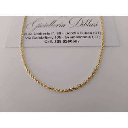 COLLANA ORO GIALLO 18 Karati 750% Modello CORDA LASER FUNE Uomo Donna Unisex