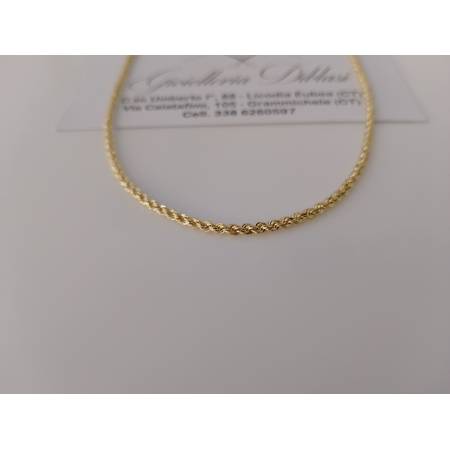 COLLANA ORO GIALLO 18 Karati 750% Modello CORDA LASER FUNE Uomo Donna Unisex