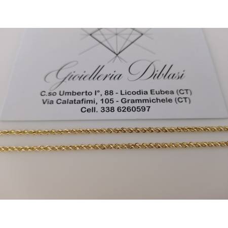 COLLANA ORO GIALLO 18 Karati 750% Modello CORDA LASER FUNE Uomo Donna Unisex