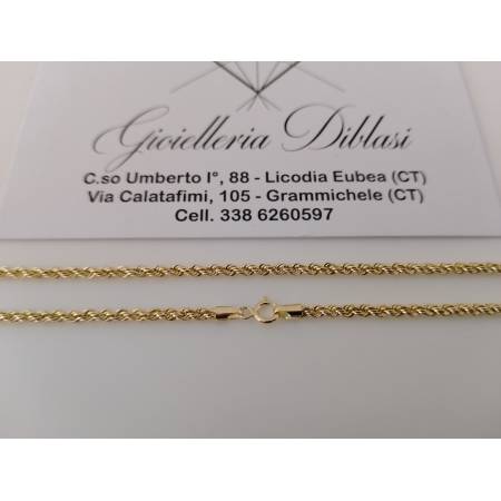 COLLANA ORO GIALLO 18 Karati 750% Modello CORDA LASER FUNE Uomo Donna Unisex