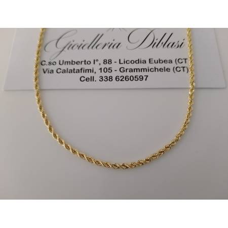 COLLANA ORO GIALLO 18 Karati 750% Girocollo Modello CORDA LASER FUNE Uomo Donna