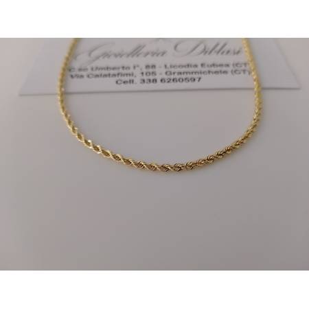 COLLANA ORO GIALLO 18 Karati 750% Girocollo Modello CORDA LASER FUNE Uomo Donna