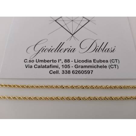 COLLANA ORO GIALLO 18 Karati 750% Girocollo Modello CORDA LASER FUNE Uomo Donna