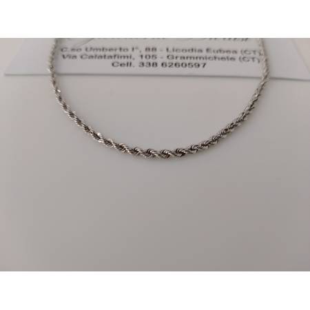 COLLANA ORO BIANCO 18 Kt 750% Uomo Donna Modello CORDA Laser COLLIER Girocollo