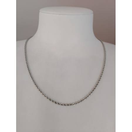 COLLANA ORO BIANCO 18 Kt 750% Uomo Donna Modello CORDA Laser COLLIER Girocollo