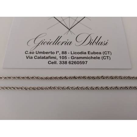 COLLANA ORO BIANCO 18 Kt 750% Uomo Donna Modello CORDA Laser COLLIER Girocollo