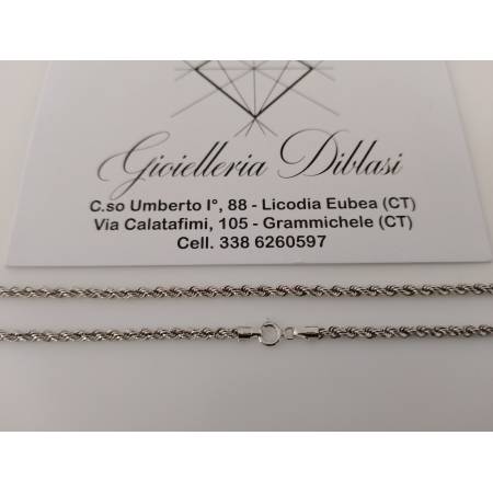 COLLANA ORO BIANCO 18 Kt 750% Uomo Donna Modello CORDA Laser COLLIER Girocollo