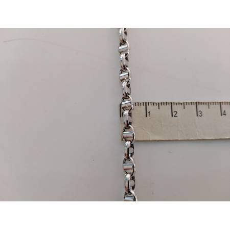 BRACCIALE ORO BIANCO 18 Karati 750%/1000 Maglia CATENA Lucida Uomo Donna Unisex