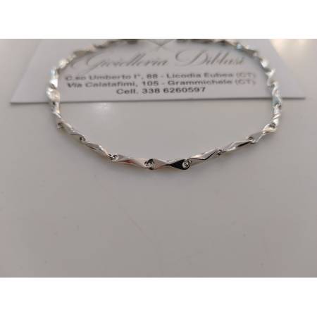 BRACCIALE ORO BIANCO 18 Kt 750% Maglia Catena Tubolare Lucida Uomo Donna Unisex