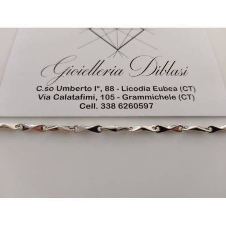 BRACCIALE ORO BIANCO 18 Kt 750% Maglia Catena Tubolare Lucida Uomo Donna Unisex