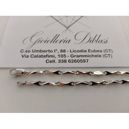 BRACCIALE ORO BIANCO 18 Kt 750% Maglia Catena Tubolare Lucida Uomo Donna Unisex