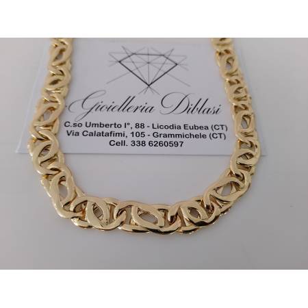 COLLANA Uomo ORO GIALLO 18 Karati 750%/1000 Collier Catena Maglia Piatta Lucida