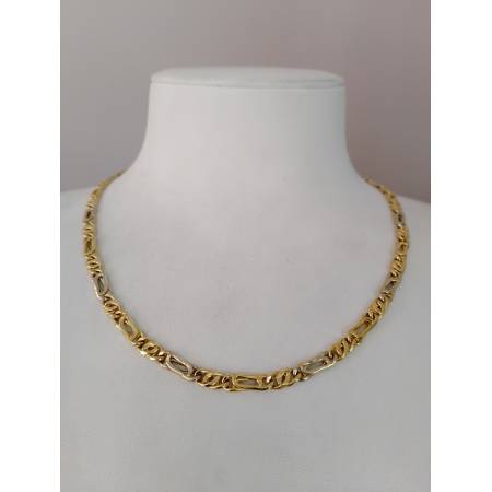 COLLANA COLLIER ORO 18 KT 750% Bicolor GIALLO BIANCO Uomo Donna CATENA Girocollo