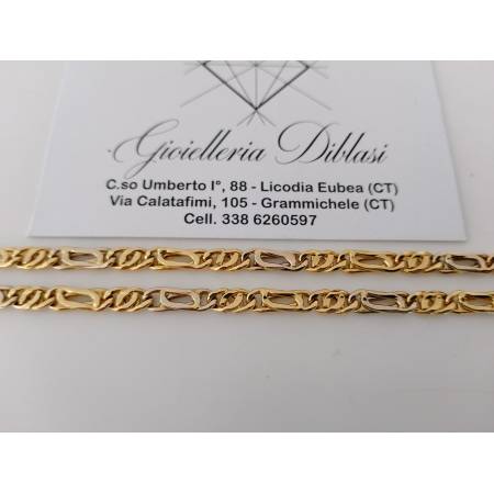 COLLANA COLLIER ORO 18 KT 750% Bicolor GIALLO BIANCO Uomo Donna CATENA Girocollo