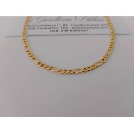 COLLANA ORO GIALLO 18 Karati 750% Uomo Donna CATENA Maglia 3+1 Collier