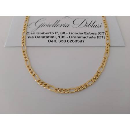 COLLANA ORO GIALLO 18 Karati 750% Uomo Donna CATENA Maglia 3+1 Collier