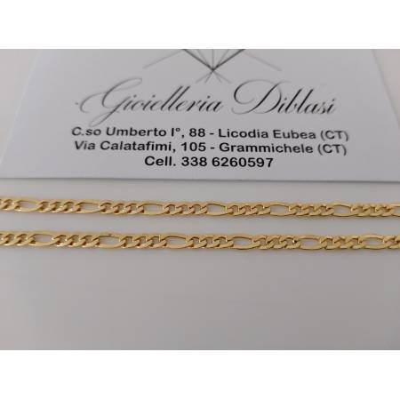 COLLANA ORO GIALLO 18 Karati 750% Uomo Donna CATENA Maglia 3+1 Collier