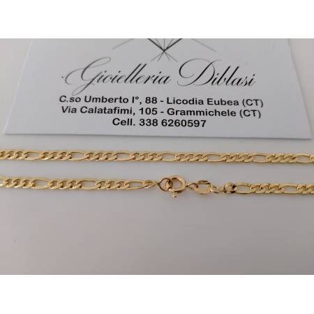 COLLANA ORO GIALLO 18 Karati 750% Uomo Donna CATENA Maglia 3+1 Collier