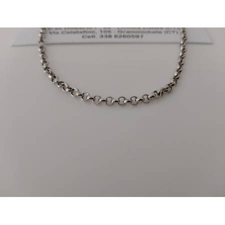 COLLANA Collier ORO BIANCO 18 Karati 750% Uomo Donna Unisex Maglia Catena ROLO'