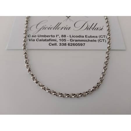 COLLANA Collier ORO BIANCO 18 Karati 750% Uomo Donna Unisex Maglia Catena ROLO'