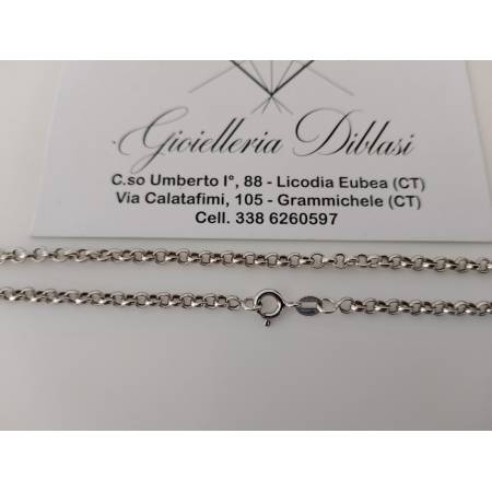 COLLANA Collier ORO BIANCO 18 Karati 750% Uomo Donna Unisex Maglia Catena ROLO'