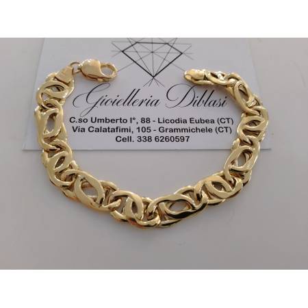 BRACCIALE In ORO GIALLO 18 Karati 750% Uomo Donna CATENA Maglia Lucida Piatta