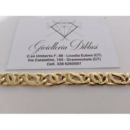 BRACCIALE In ORO GIALLO 18 Karati 750% Uomo Donna CATENA Maglia Lucida Piatta